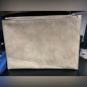 Theory Textured Leather Clutch in Cream